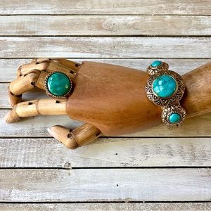RETIRED Barse Turquoise Trifecta Cruff Bracelet & Ring Set
